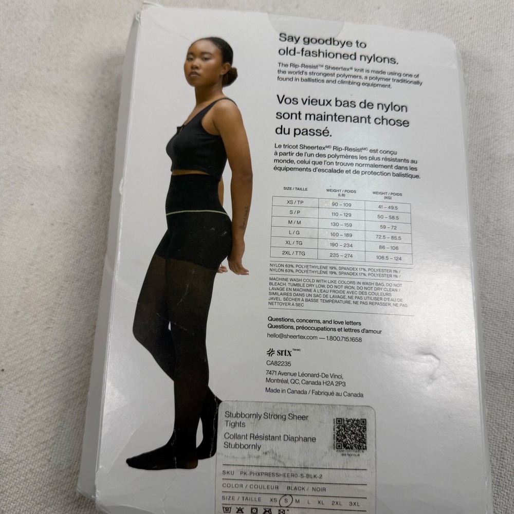 Sheertex Stubbornly Strong Sheer Tights 2-Pack Black Small Rip-Resist Hosiery